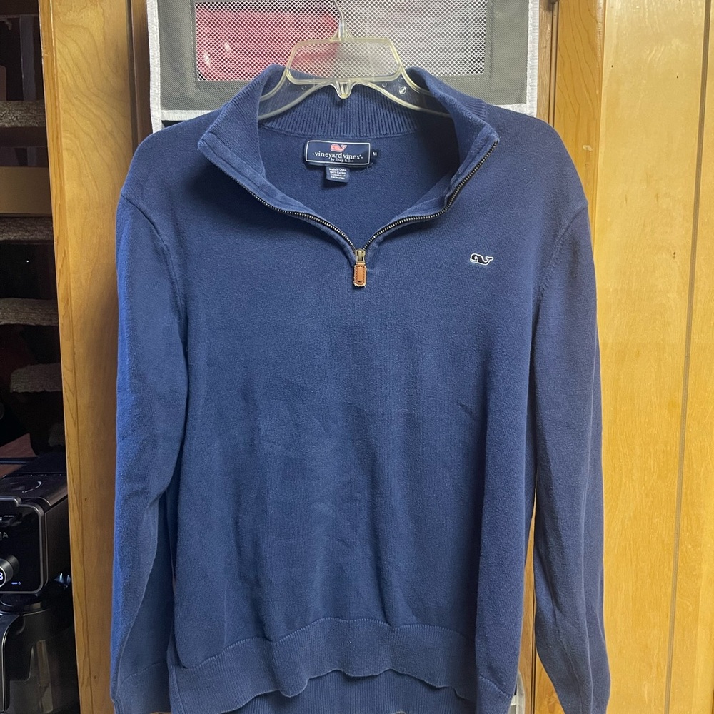 Vineyard Vines Men's Medium Navy Blue Quarter Zip-Up Sweater